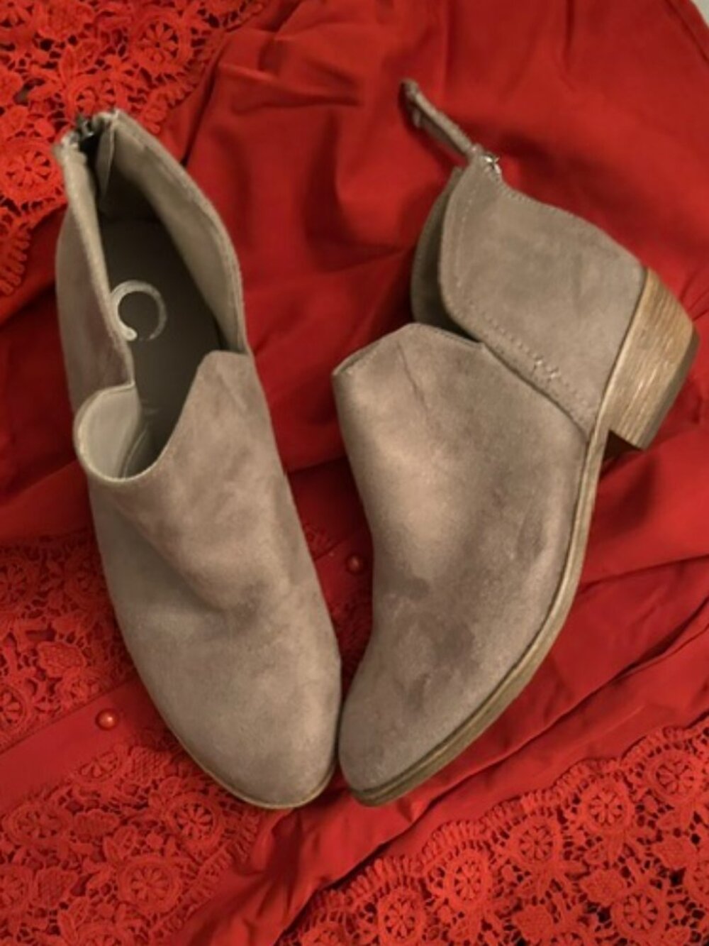size 10 womens gray faux leather ankle boots ten shoes western boho